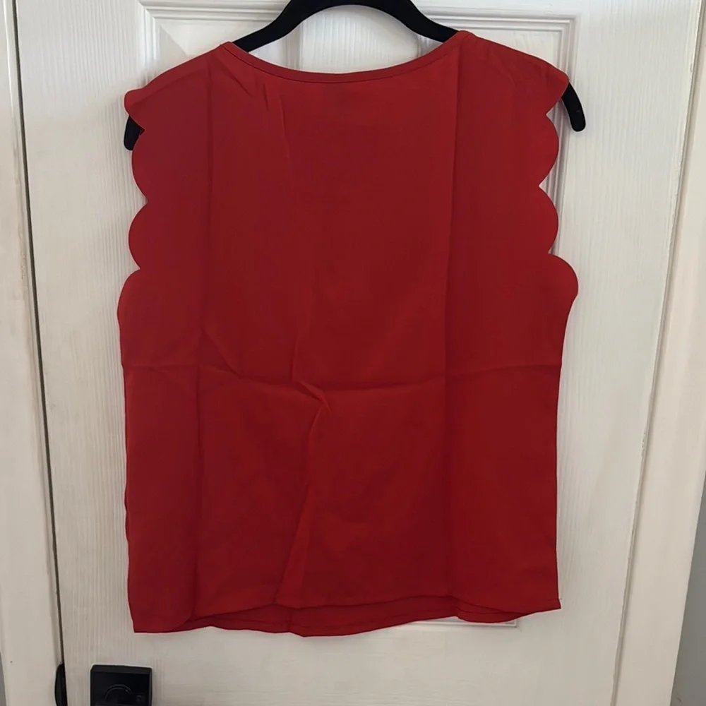 Shein Burnt Orange Scallop-Trim Blouse - Picture 5 of 5